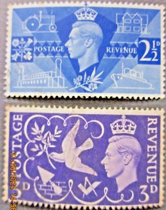 GREAT BRITAIN ~ S.G. 491 - 492 ~ 1946 VICTORY STAMPS OMNIBUS ~ VFU #04677 - Picture 1 of 1