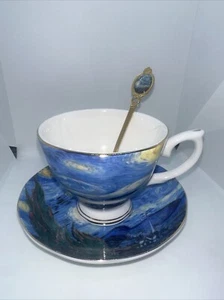 VAN GOGH CUP SAUCER AND SPOON Starry Night Collection RARE TEA CUP SET - Picture 1 of 11
