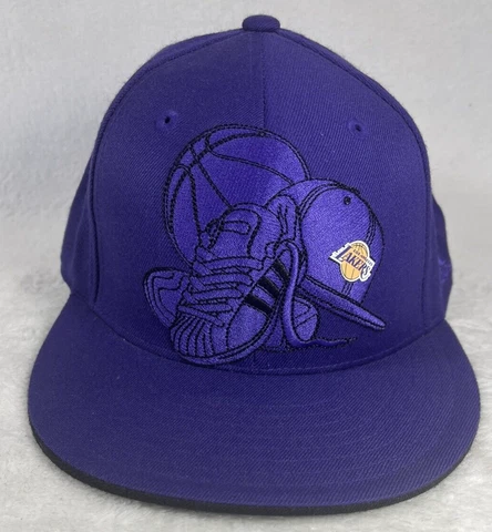 Rare Adidas NBA Los Angeles Lakers Purple Hat Cap 7 5/8 Shoes Basketball Hat Cover