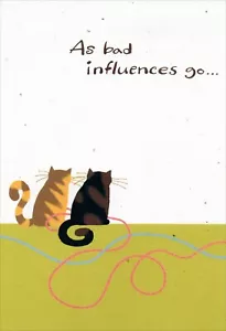 Funny FRIENDSHIP Card FOR FRIEND, Bad Influences Cats Yarn Balls by Hallmark +✉ - Picture 1 of 5