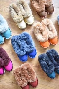 LUCKY DIP Non Embroidered Sheepskin Moccasins Slippers - Picture 1 of 3