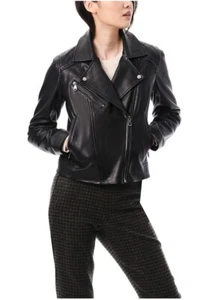 Bernardo Classic Leather Moto Jacket Black Leather Silver Zipper Size XXL - Picture 1 of 8