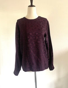 Vintage 100% Silk Long Sleeve Geometric Blouse Top - Picture 1 of 8