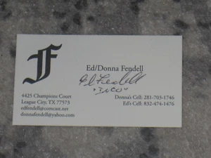 Tarjeta de visita firmada por ED FENDEL APOLO 11 CONTROL DE VUELO INCO AUTÓGRAFO - Imagen 1 de 1