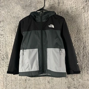 The North Face Dryvent Jacket Boys Kids Medium Black Grey Removable Hooded - Picture 1 of 15