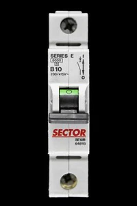 SECTOR 10 AMP CURVE B 6kA MCB CIRCUIT BREAKER SERIES E SE10B 648113 - Picture 1 of 6