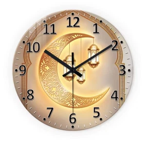 Golden Moon Lantern Glass Wall Clock – Silent Quartz, 12"-16" Sizes - Picture 1 of 7