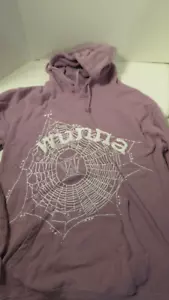 Felpa con cappuccio grafica viola nuova con etichette Spider Worldwide Tour Wunna Collab taglia M - Foto 1 di 4