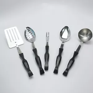 Cutco 5 Utensil Slotted Spatula Ladle Spoon Fork Brown Orange Swirl 17 KD KC KF - Picture 1 of 6