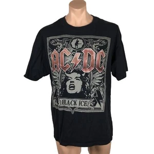 2008 AC/DC Black Ice Distressed Concert Tour Size XL Black Band Souvenir T-Shirt - Picture 1 of 7