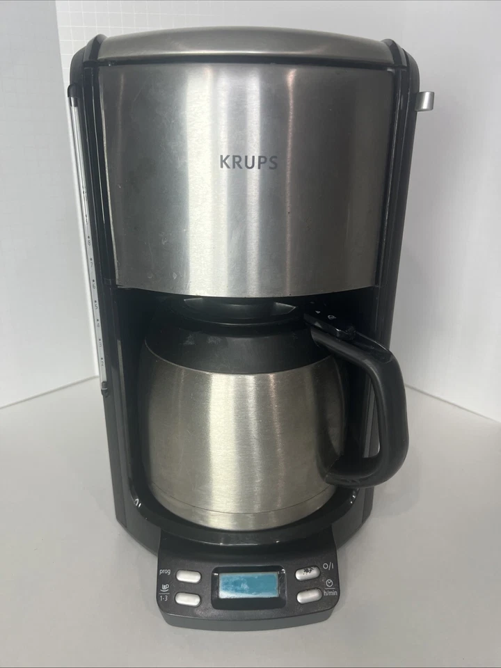 KRUPS Coffee Maker Stainless Programmable Drip Machine Thermal Carafe FMF5 10CUP - Image 1 of 4