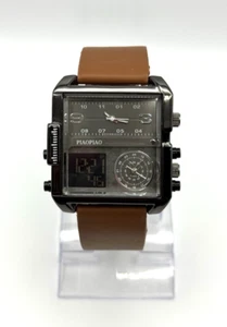 Piaopiao Digital & Duel Analog Time Wrist Watch Brown Band - Picture 1 of 8
