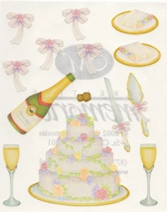 NUEVO PEGATINA DE BLOQUE Creative Memories - Pegatina de boda - Pastel, champán - Imagen 1 de 1