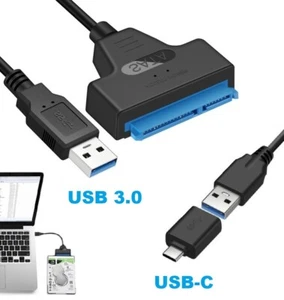 2IN1 Adapter Kabel USB 3.0 Typ C auf Festplatte 2.5" Zoll SATA I II III HDD SSD - Bild 1 von 6