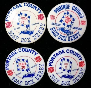 Vintage Seifenkiste Derby Pinback Button (69) Portage County Ohio Menge 4 Pins  - Bild 1 von 1