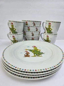 Dr. Seuss Grinch Dinnerware 12 Piece Set Plates, Bowls, Cups, Christmas - Picture 1 of 8