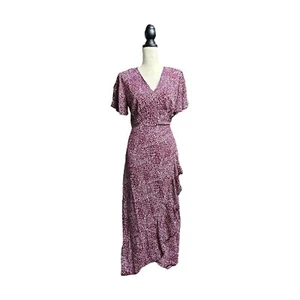 Simplee Women's Summer Wrap Dress Wine Red Size S - Picture 1 of 10