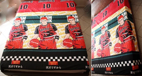 RARE SHOHOKU 10 CHICAGO BULLS SUPREME JORDAN SHOES BED SHEET 220x200cm NEW ! Cover