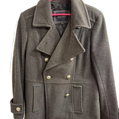 Chaqueta de invierno para mujer Nautica gris lana doble botonadura - Usada Foto 1 de 4