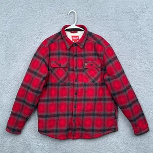 Coleman Men's Size Large Sherpa Lined Warm Jacket Flannel Collar Shirt Plaid Red - Picture 1 of 15