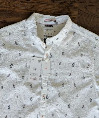 NWT Denim & Flower Crepe Shirt White with Yachts Printed Men’s XL (24" pit-pit) - Image 1 of 4