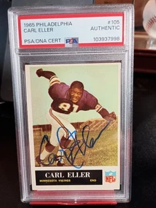 Carl Eller Signed 1965 Philadelphia #105 PSA/DNA Rookie Autographed Card RC AUTO - Picture 1 of 6