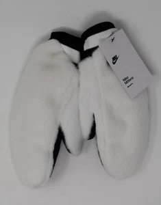 Nike Women’s Faux Fur Mittens Glove Size XS/S  White Black N100262614425 - Picture 1 of 4