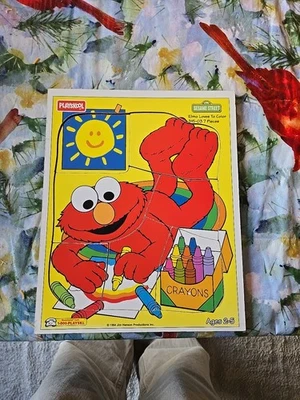 VTG 1994 Playskool Sesame Street Elmo Loves To Color Puzzle 7 Piece Elmo - Image 1 of 4