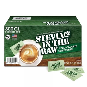 Paquetes de edulcorantes sin calorías a base de plantas crudas de Stevia excelente precio 800 ct - Imagen 1 de 5