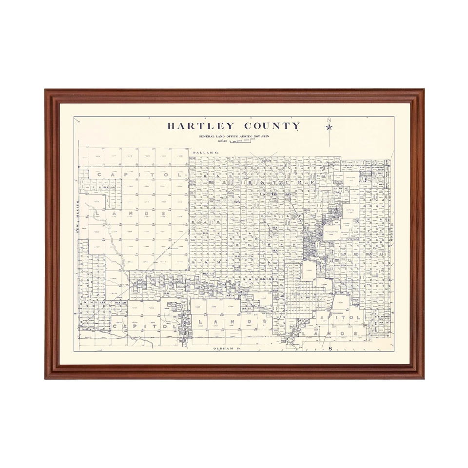 Old Map of Hartley County, TX 1925 - Vintage Texas Art - Image 1 of 4