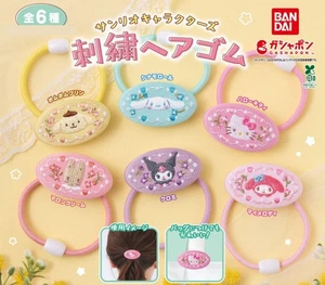 PSL Sanrio Characters Embroidered Hair Tie Set of 6 Complete Capsule Toy Gacha - Picture 1 of 7