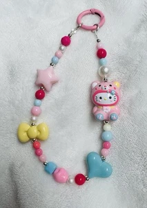 Breloque téléphone perlée inspirée de Kawaii Hello Kitty - bracelet mignon fait main - Photo 1 sur 1