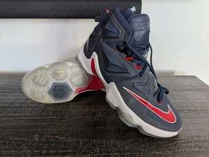 🚨 Nike LeBron 13 USA 807219 461 Basketball Sports Men's Shoes Blue Red Size 9.5 - Picture 1 of 10