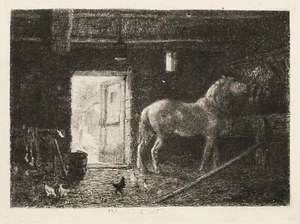 Eau-forte de Jules VEYRASSAT. Barbizon - Picture 1 of 2