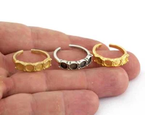 Multi Blank Bezel Ring Base Adjustable Antique Silver Raw Brass, Shiny gold 2690 - Picture 1 of 3