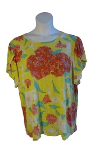 LuLaRoe 3X 3XL Yellow Green Pink Jersey Knit OLIVE Shirt Top Tee - Picture 1 of 3