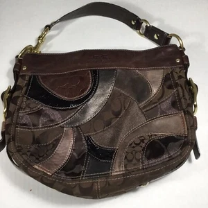 Bolso de Hombro de Cuero Coach Hobo Style E0873-13515 Marrón Patchwork - Imagen 1 de 12