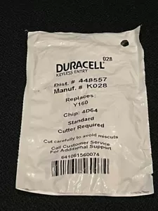 Duracell Keyless Entry 448557, Replaces Y160, Chip 4D64 - Picture 1 of 2