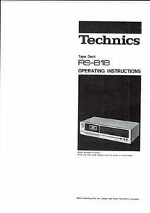 Technics  Bedienungsanleitung user manual owners für RS- B 18 englisch Copy - Picture 1 of 1