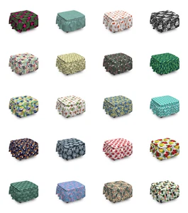 Ambesonne Tropical Summer Ottoman Cover 2 Piece Slipcover Set and Ruffle Skirt - Picture 1 of 204