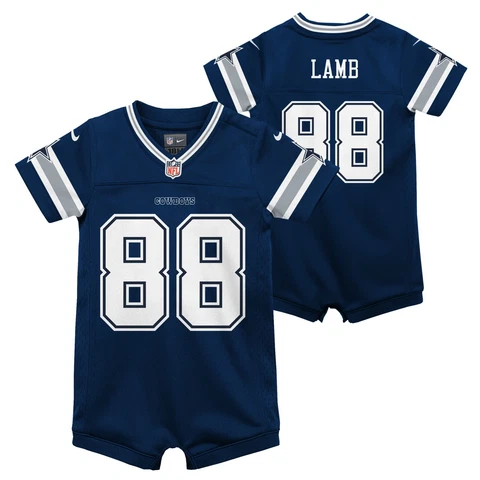 Infant Dallas Cowboys Cee Dee Lamb #88  Nike Navy Game Jersey Romper Cover