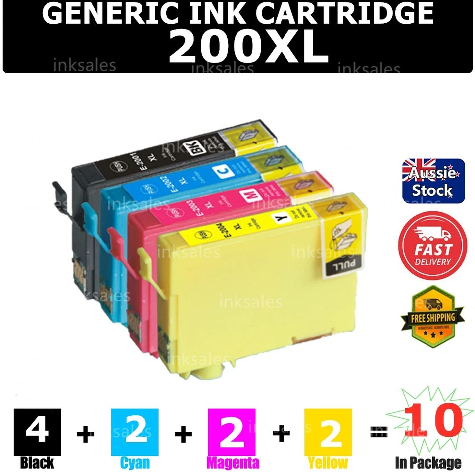 10X Generic 200XL 200 XL Ink Cartridge For Epson WF2510 WF2520 XP200 XP400 XP410 - image 1 of 4