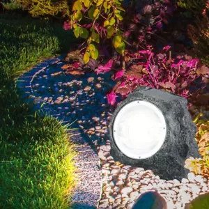 LED Solar Außen Deko Leuchte Garten Beleuchtung Stein Lampe Beet Rasen Licht - Bild 1 von 4