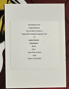 Jayden Daniels Auto Redemption #/49 2024 Topps NOW RC Card #11 Hail Mary Game - Picture 1 of 3