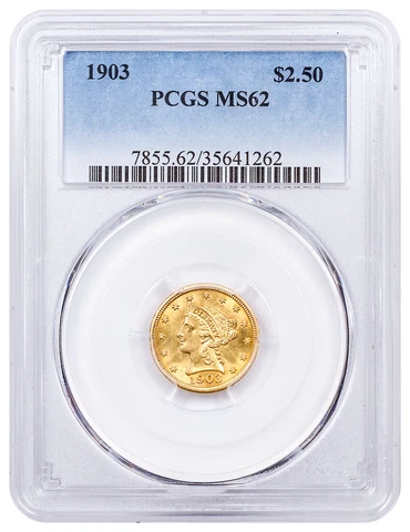 1903 Liberty Head $2.5 Gold Quarter Eagle Coronet PCGS MS62 Cover