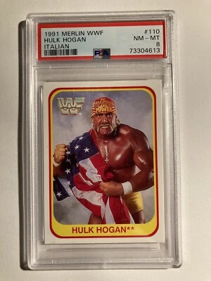 1991 Merlin WWF, Hulk Hogan, #110, Italian, PSA 8 - Bild 1 von 2
