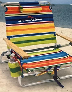 Tommy Bahama Back Pack Chair Capacity-250lbs Reclines-5Position Hardwood Arm NEW - Picture 1 of 9