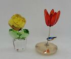 (2) Swarovski Kristallblume Figuren, Happy Flower & Kim Tulpe Schaukeln, EUC