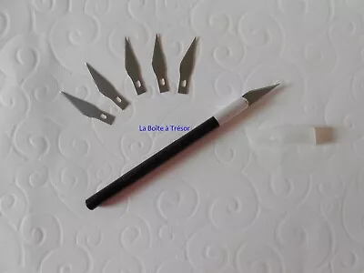 1 Scalpel Noir + 5 Lames N°11 Cutter De Précision En Aluminium Résistant Neuf • 5.80€