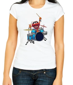The Muppets Drums characters W/B Women's 3/4 Short Sleeve T-Shirt G065 - Picture 1 of 5